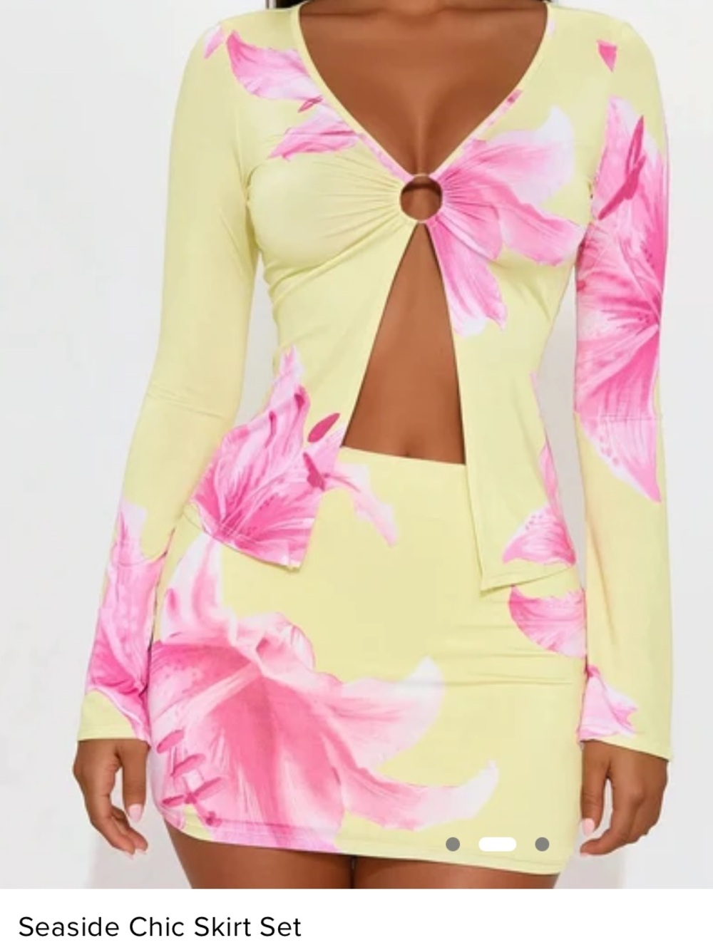 Fashion Nova Yellow & Pink Floral Skirt Set